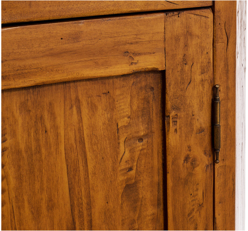 Biscottini Angoliera Country in legno massello di tiglio finitura noce L50xPR50xH92 cm. Made in Italy