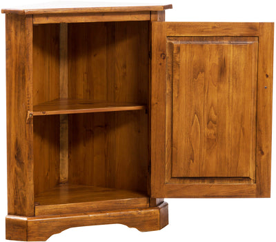 Biscottini Angoliera Country in legno massello di tiglio finitura noce L50xPR50xH92 cm. Made in Italy