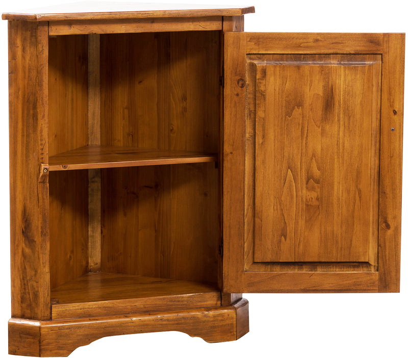 Biscottini Angoliera Country in legno massello di tiglio finitura noce L50xPR50xH92 cm. Made in Italy