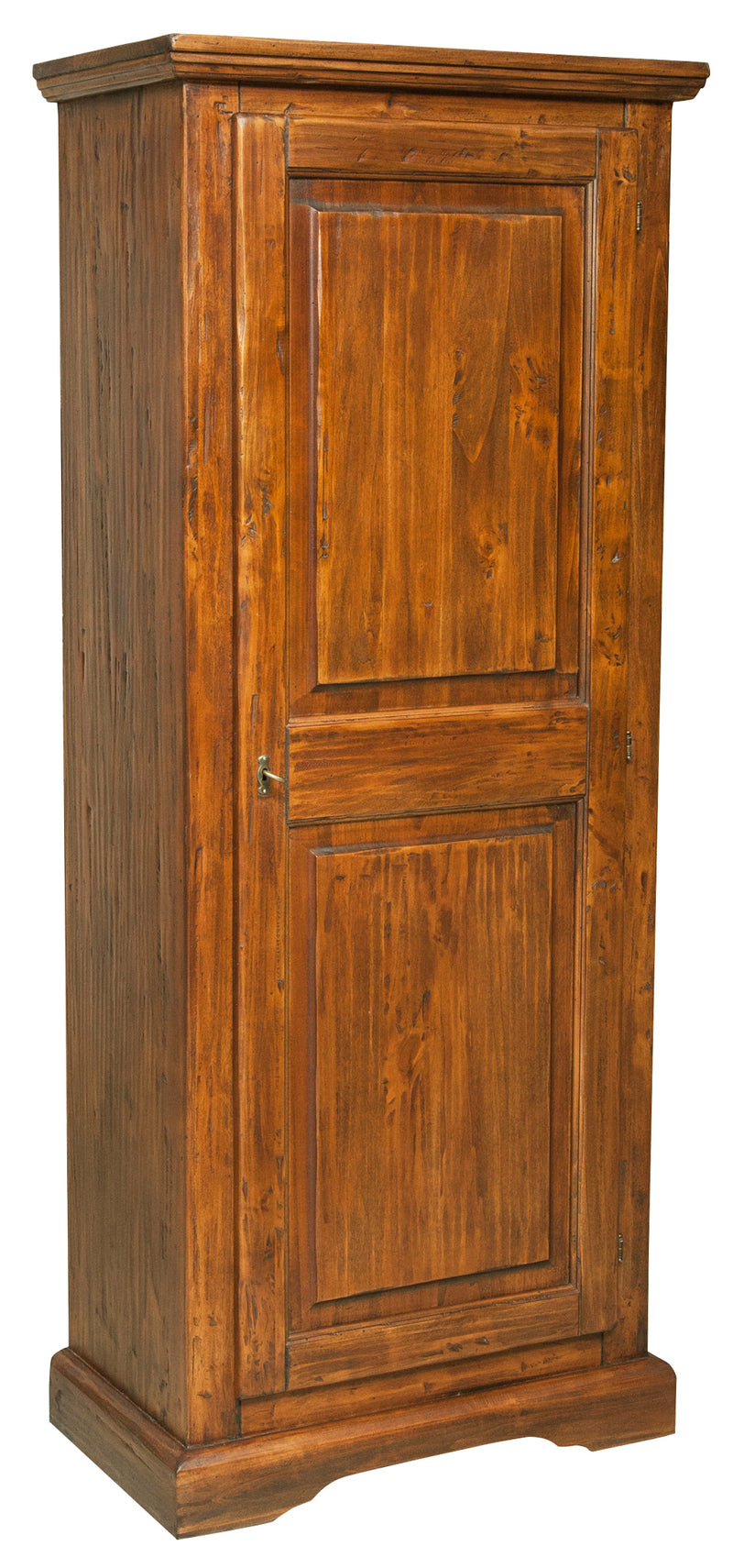 Biscottini Stipo Country in legno massello di tiglio finitura noce L72xPR40xH173 cm. Made in Italy