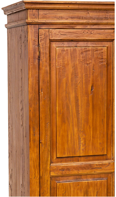 Biscottini Armadio Country in legno massello di tiglio finitura noce L120xPR59xH197 cm. Made in Italy