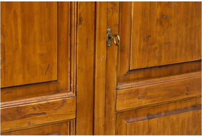 Biscottini Armadio Country in legno massello di tiglio finitura noce L120xPR59xH197 cm. Made in Italy