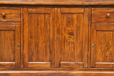 Biscottini Vetrina Country in legno massello di tiglio finitura noce L156xPR50xH200 cm. Made in Italy