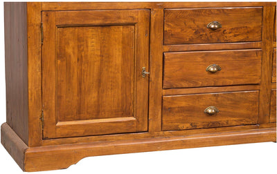 Biscottini Libreria Country in legno massello di tiglio finitura noce L230xPR50xH226 cm. Made in Italy