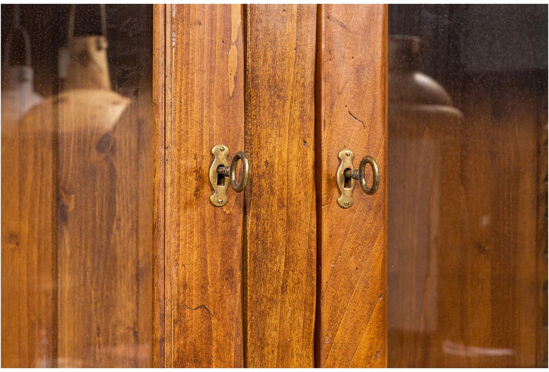 Biscottini Libreria Country in legno massello di tiglio finitura noce L230xPR50xH226 cm. Made in Italy