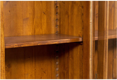 Biscottini Libreria Country in legno massello di tiglio finitura noce L230xPR50xH226 cm. Made in Italy