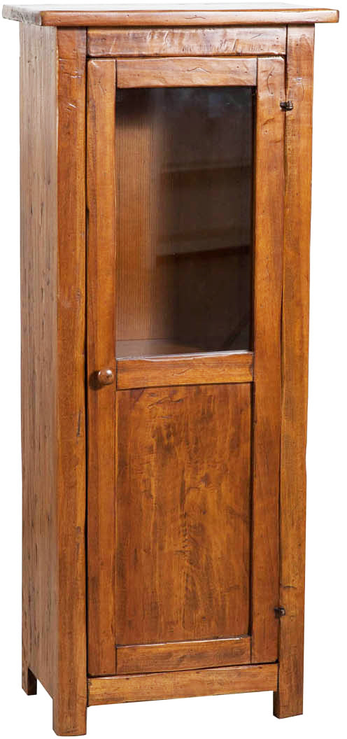 Biscottini Vetrinetta Country legno massello di tiglio finitura noce. Made in Italy