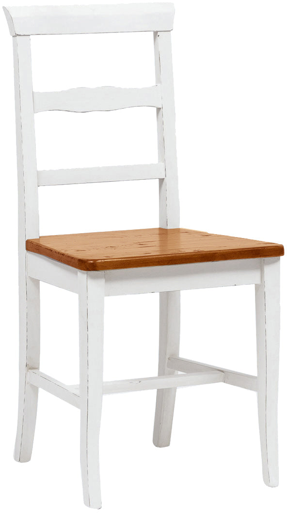 Biscottini Sedia Country con struttura in faggio finitura bianca e seduta in legno massello di tiglio finitura noce Made in Italy