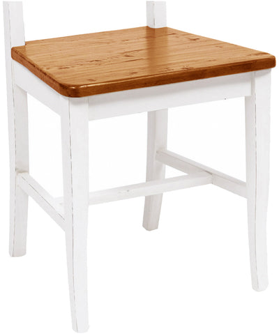 Biscottini Sedia Country con struttura in faggio finitura bianca e seduta in legno massello di tiglio finitura noce Made in Italy