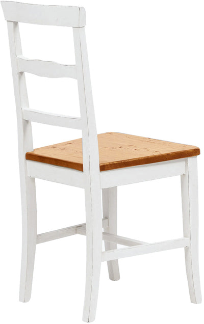 Biscottini Sedia Country con struttura in faggio finitura bianca e seduta in legno massello di tiglio finitura noce Made in Italy