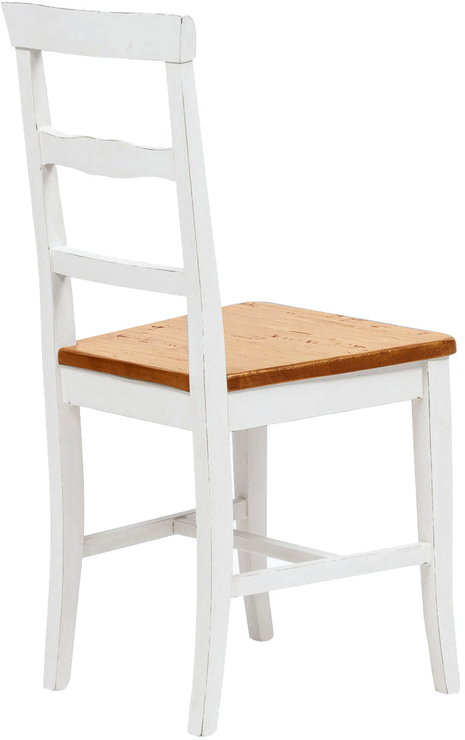 Biscottini Sedia Country con struttura in faggio finitura bianca e seduta in legno massello di tiglio finitura noce Made in Italy