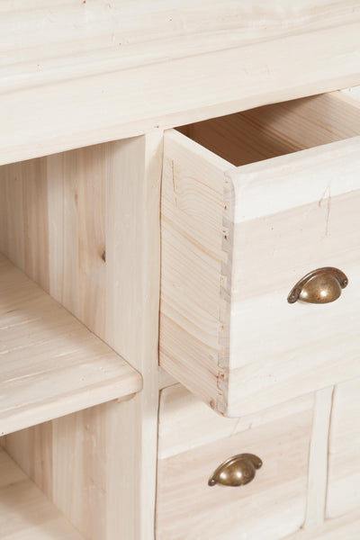 Biscottini Banco da lavoro Country in legno massello di tiglio grezzo L184xPR74xH92. Made in Italy