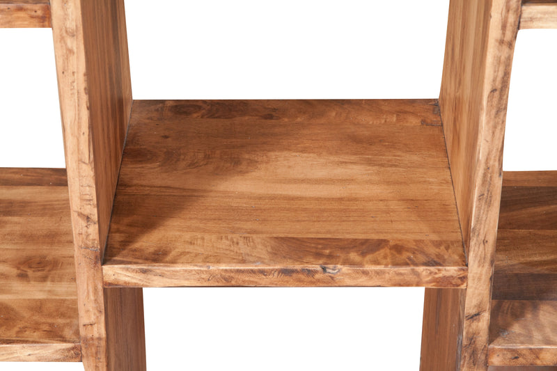 Biscottini Libreria in legno massello di tiglio finitura naturale L121xPR36xH200 cm. Made in Italy