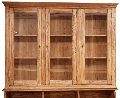 Biscottini Libreria Country in legno massello di tiglio finitura naturale L172xPR50xH226 cm. Made in Italy