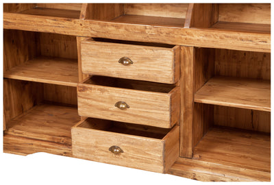 Biscottini Libreria Country in legno massello di tiglio finitura naturale L172xPR50xH226 cm. Made in Italy