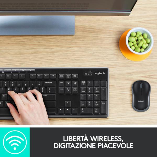 Kit tastiera + mouse Logitech Wireless Combo MK270 - Tastiera wireless - 2.4 GHz - mouse con ricevitore wireless USB - Italiano (920-004512)