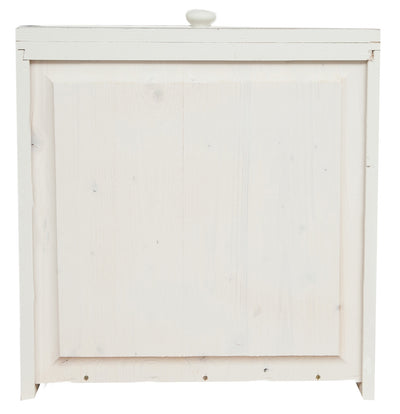 Biscottini Credenza Country in legno massello di tiglio struttura bianca anticata top finitura naturale L202xPR45xH103 cm. Made in Italy