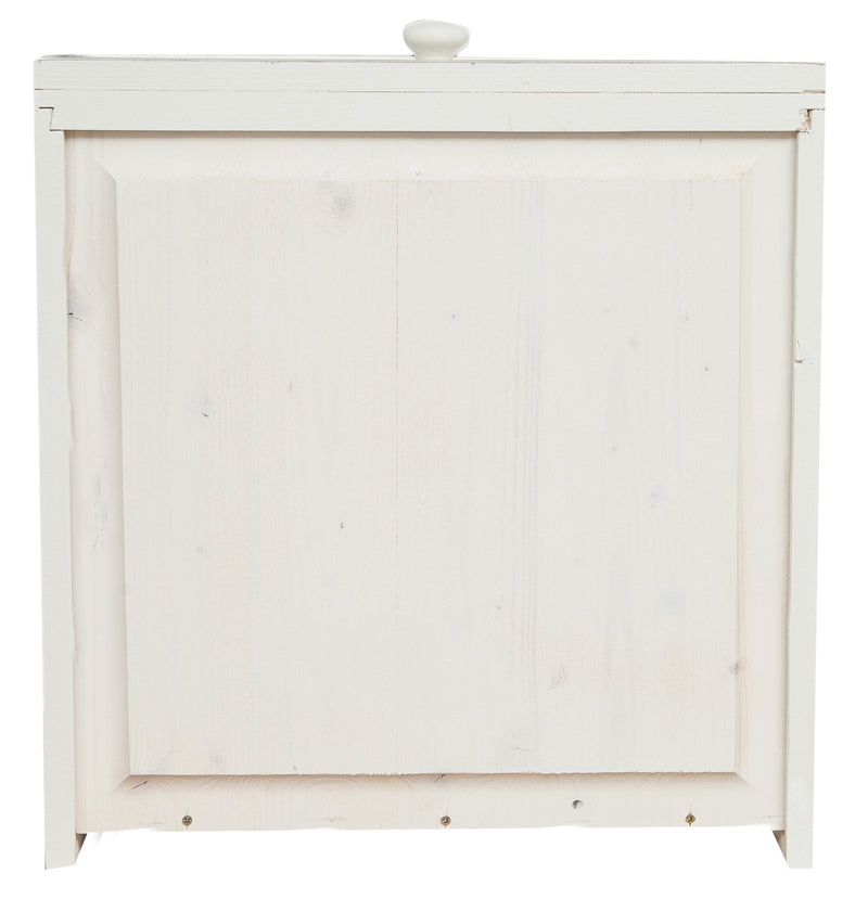 Biscottini Credenza Country in legno massello di tiglio struttura bianca anticata top finitura naturale L202xPR45xH103 cm. Made in Italy