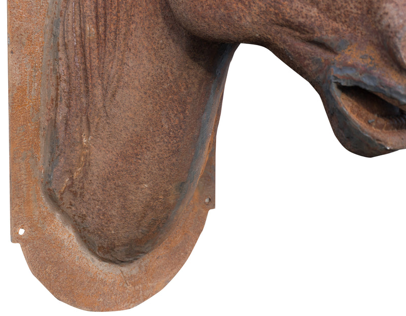 Biscottini Testa di cavallo da parete in fusione di ghisa finitura ruggine naturale L36xPR57xH82 cm