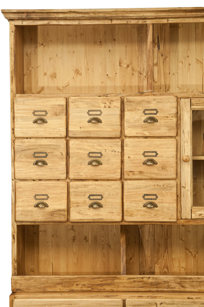 Biscottini Mobile farmacia in legno massello di tiglio finitura naturale L284xPR40xH220 cm . Made in Italy