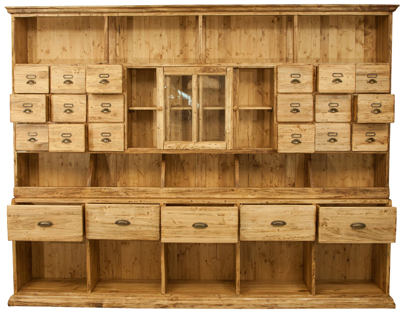 Biscottini Mobile farmacia in legno massello di tiglio finitura naturale L284xPR40xH220 cm . Made in Italy