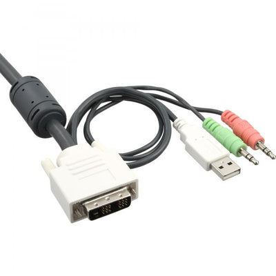 Switch KVM InLine - 2 vie - DVI-D - USB - con audio - integrato. Cavo