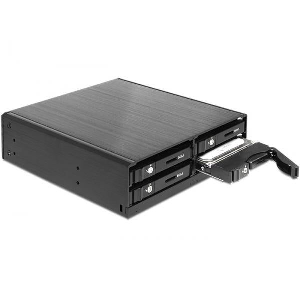 Delock 5,25quot; Rack mobile per 4 x 2,5quot; Enclosure per unità di archiviazione SATA HDD/SSD con ventola - 2,5" (6,4 cm)