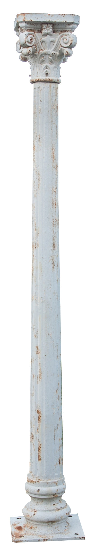 Biscottini Colonna in fusione di ghisa con capitello finitura bianca anticata Rigata