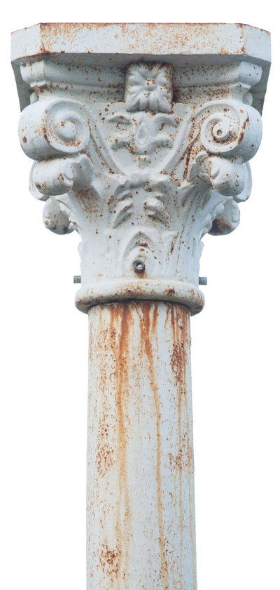 Biscottini Colonna in fusione di ghisa con capitello finitura bianca anticata LISCIA