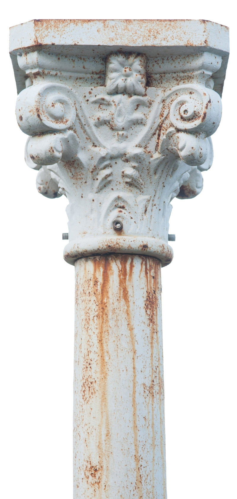 Biscottini Colonna in fusione di ghisa con capitello finitura bianca anticata LISCIA