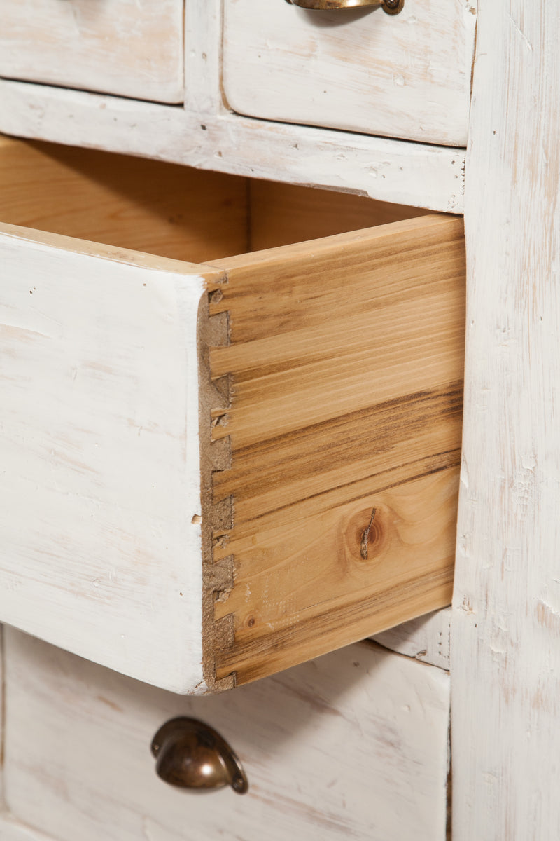 Biscottini Banco da lavoro Country in legno massello di tiglio finitura bianca anticata L116xPR63xH90 cm. Made in Italy