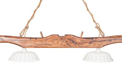 Biscottini Giogo lampadario in legno massello di tiglio finitura noce chiaro Made in Italy