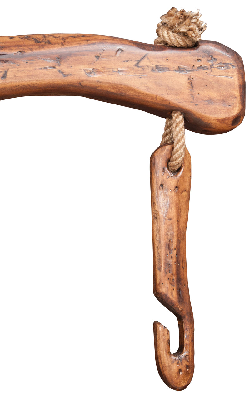 Biscottini Giogo lampadario in legno massello di tiglio finitura noce chiaro Made in Italy