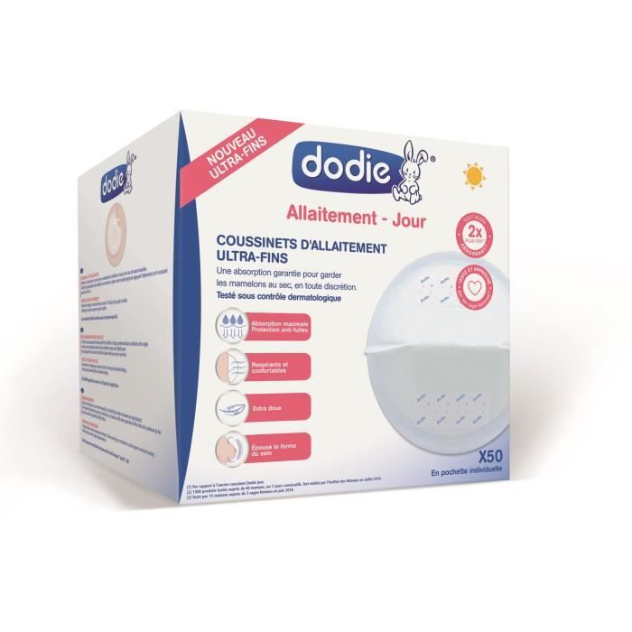 DODIE Confezione da 50 coppette assorbilatte sottili da giorno - Astuccio individuale