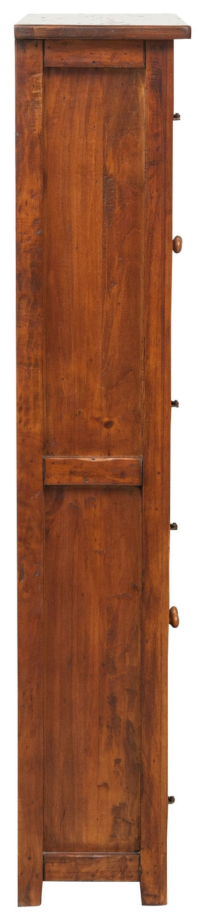 Biscottini Vetrina Credenza Country in legno massello di tiglio finitura noce L68xPR25xH130 cm. Made in Italy