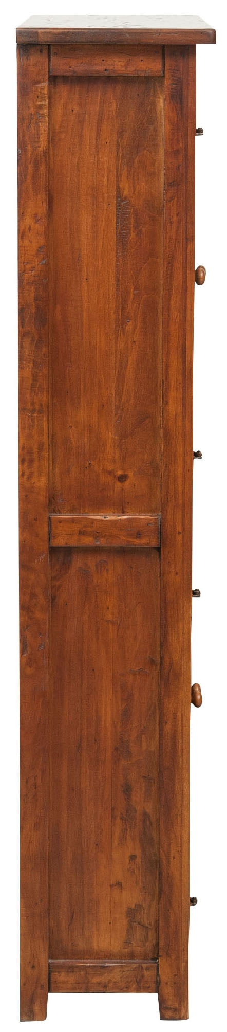 Biscottini Vetrina Credenza Country in legno massello di tiglio finitura noce L68xPR25xH130 cm. Made in Italy