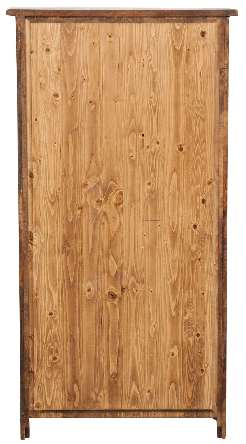 Biscottini Vetrina Credenza Country in legno massello di tiglio finitura noce L68xPR25xH130 cm. Made in Italy