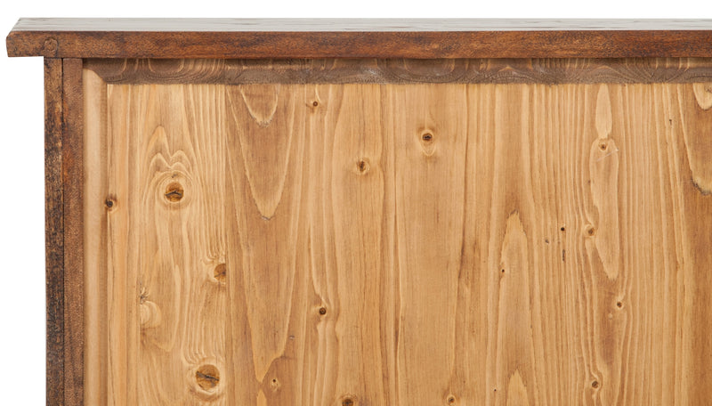 Biscottini Vetrina Credenza Country in legno massello di tiglio finitura noce L68xPR25xH130 cm. Made in Italy