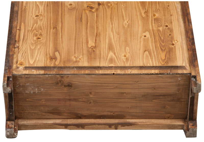 Biscottini Vetrina Credenza Country in legno massello di tiglio finitura noce L68xPR25xH130 cm. Made in Italy
