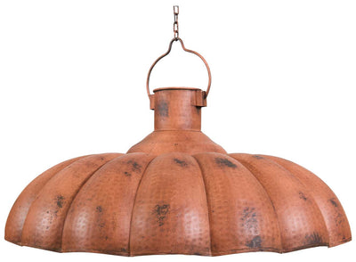 Biscottini Lampadario Industrial a sospensione non elettrificato L85xPR85xH40 cm in ferro finitura arancio anticata