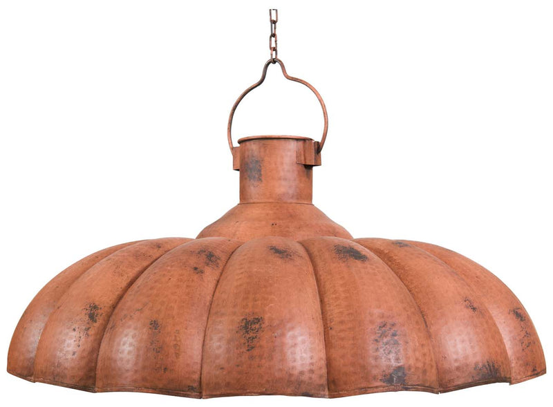 Biscottini Lampadario Industrial a sospensione non elettrificato L85xPR85xH40 cm in ferro finitura arancio anticata