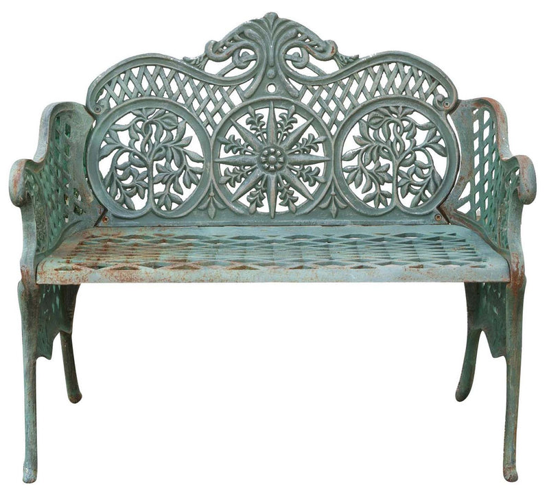 Biscottini Panchina Liberty in ghisa finitura verde anticata L110xPR55xH90 cm Robusta