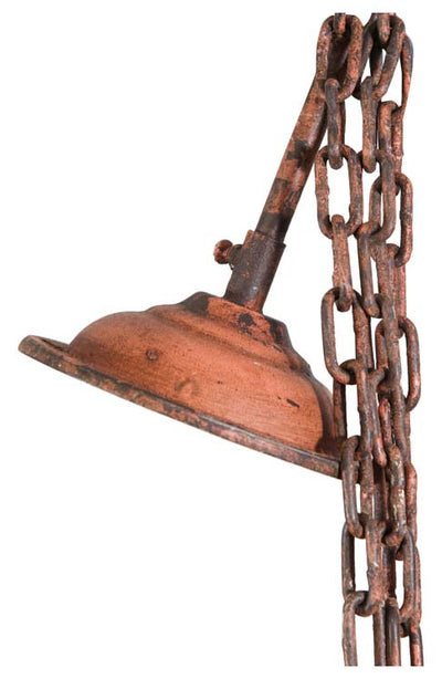 Biscottini Lampadario Industrial a sospensione non elettrificato L85xPR85xH40 cm in ferro finitura arancio anticata