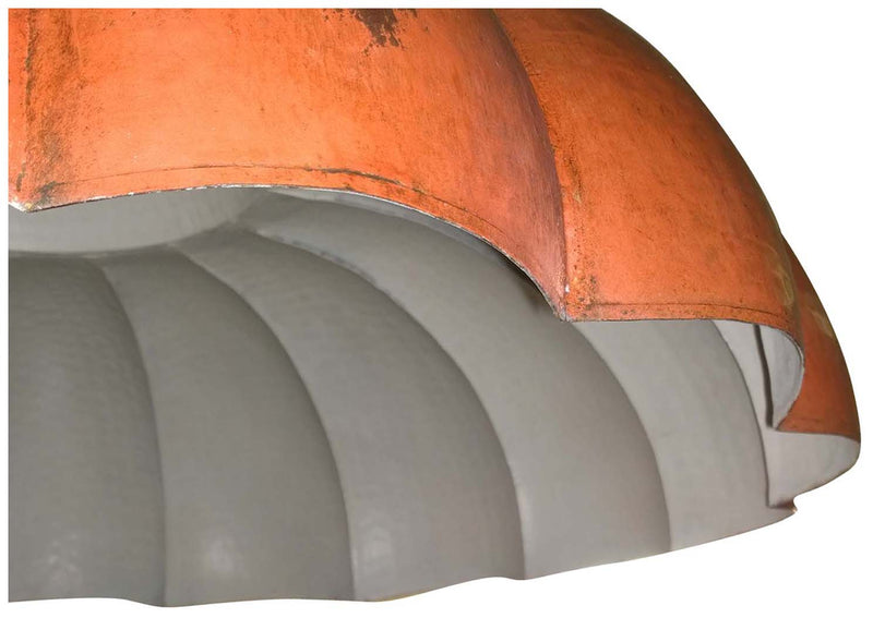 Biscottini Lampadario Industrial a sospensione non elettrificato L85xPR85xH40 cm in ferro finitura arancio anticata