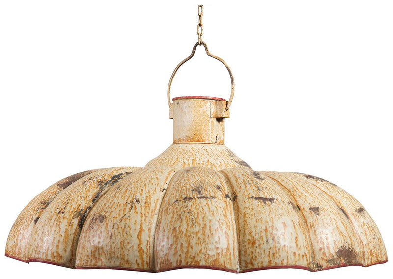 Biscottini Lampadario Industrial a sospensione non elettrificato L85xPR85xH40 cm in ferro finitura crema anticata