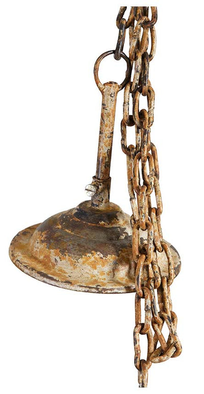 Biscottini Lampadario Industrial a sospensione non elettrificato L85xPR85xH40 cm in ferro finitura crema anticata