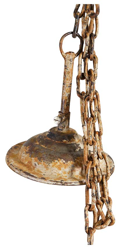 Biscottini Lampadario Industrial a sospensione non elettrificato L85xPR85xH40 cm in ferro finitura crema anticata