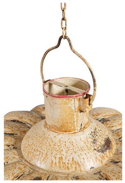 Biscottini Lampadario Industrial a sospensione non elettrificato L85xPR85xH40 cm in ferro finitura crema anticata