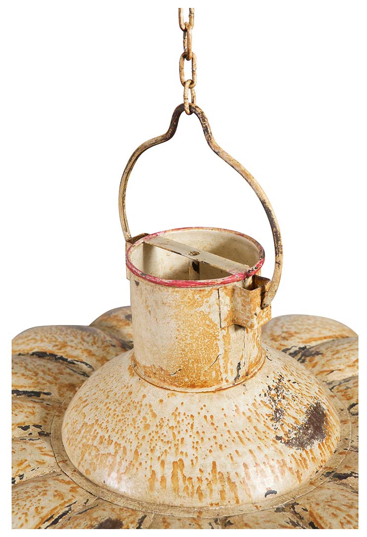 Biscottini Lampadario Industrial a sospensione non elettrificato L85xPR85xH40 cm in ferro finitura crema anticata