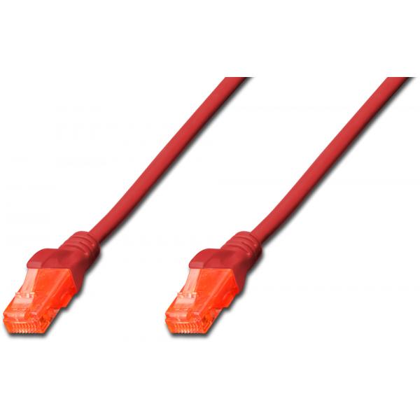 Cavo di rete UTP dritto non schermato CaT. 6E con Plug - Lunghezza 2Mt. - Rosso